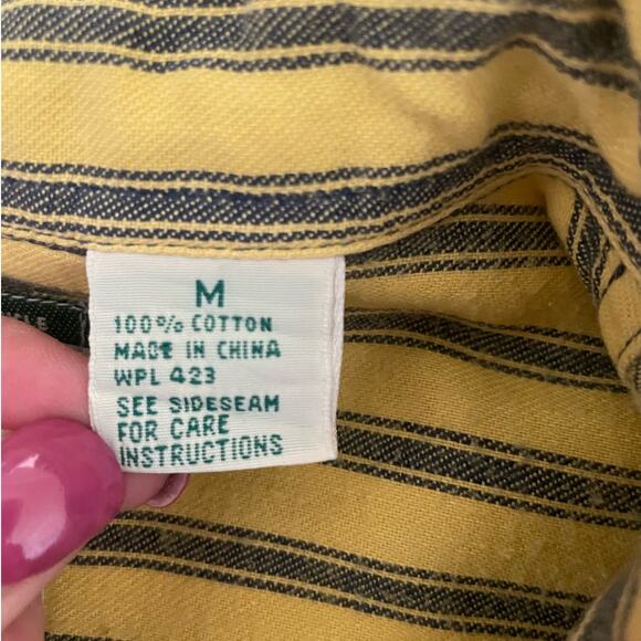 Levis Mens Shirt M Yellow Stripe Cotton Button Up Casual Office Western Rodeo - Picture 12 of 14